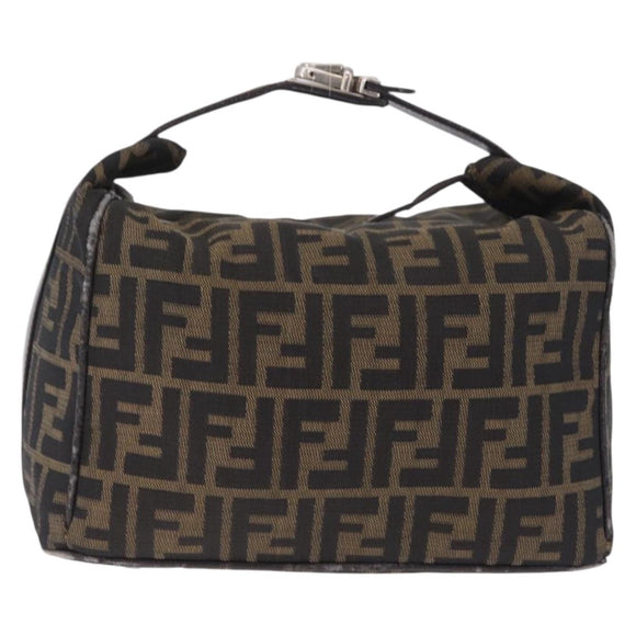 FENDI Zucca Canvas Hand Bag Black Brown Auth 212004