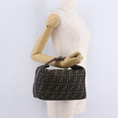 FENDI Zucca Canvas Hand Bag Black Brown Auth 212004-25