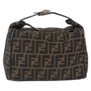 FENDI Zucca Canvas Hand Bag Black Brown Auth 212004-3