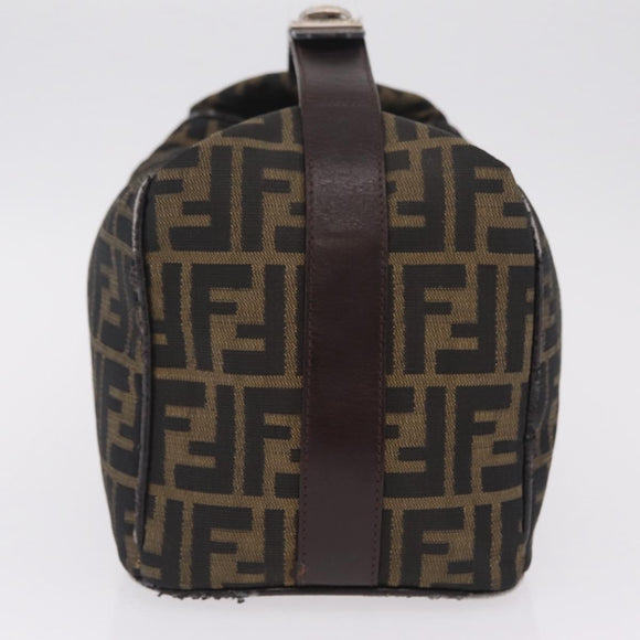 FENDI Zucca Canvas Hand Bag Black Brown Auth 212004