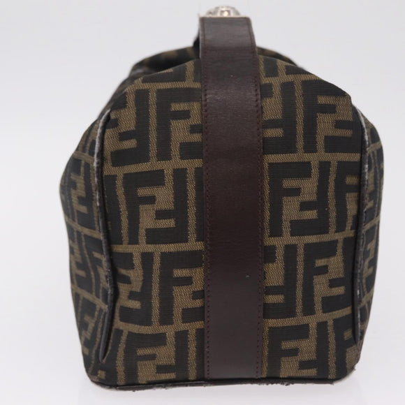 FENDI Zucca Canvas Hand Bag Black Brown Auth 212004