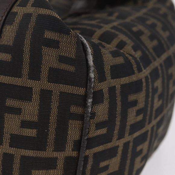 FENDI Zucca Canvas Hand Bag Black Brown Auth 212004