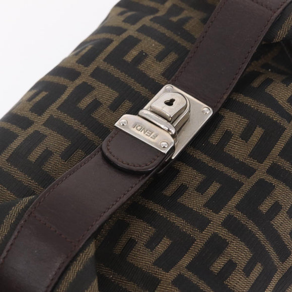 FENDI Zucca Canvas Hand Bag Black Brown Auth 212004