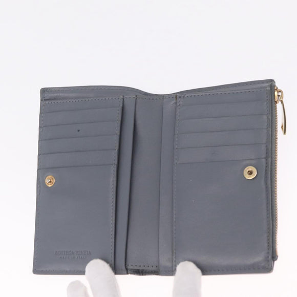 Bottega Veneta MAXI INTRECCIATO Small Cassette Wallet Leather Gray Auth 212005A