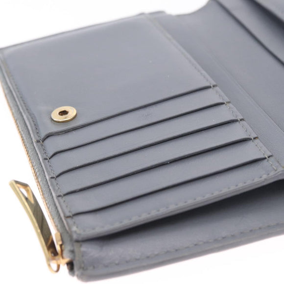 Bottega Veneta MAXI INTRECCIATO Small Cassette Wallet Leather Gray Auth 212005A