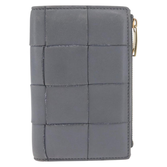 Bottega Veneta MAXI INTRECCIATO Small Cassette Wallet Leather Gray Auth 212005A