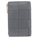 Bottega Veneta MAXI INTRECCIATO Small Cassette Wallet Leather Gray Auth 212005A-3