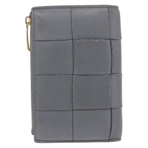 Bottega Veneta MAXI INTRECCIATO Small Cassette Wallet Leather Gray Auth 212005A