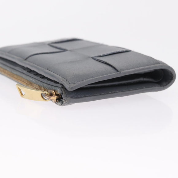 Bottega Veneta MAXI INTRECCIATO Small Cassette Wallet Leather Gray Auth 212005A