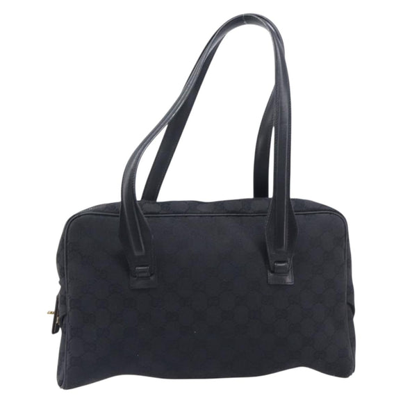 GUCCI GG Canvas Shoulder Bag Black Gold 90674 Auth 212019V