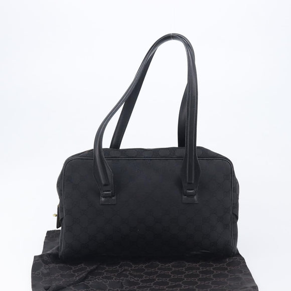 GUCCI GG Canvas Shoulder Bag Black Gold 90674 Auth 212019V