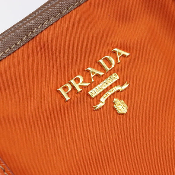 PRADA Tote Bag Nylon Orange Gold Auth 212022V