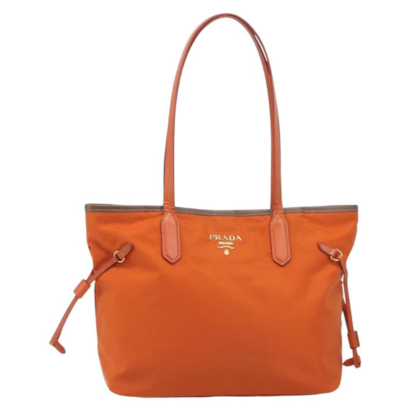 PRADA Tote Bag Nylon Orange Gold Auth 212022V