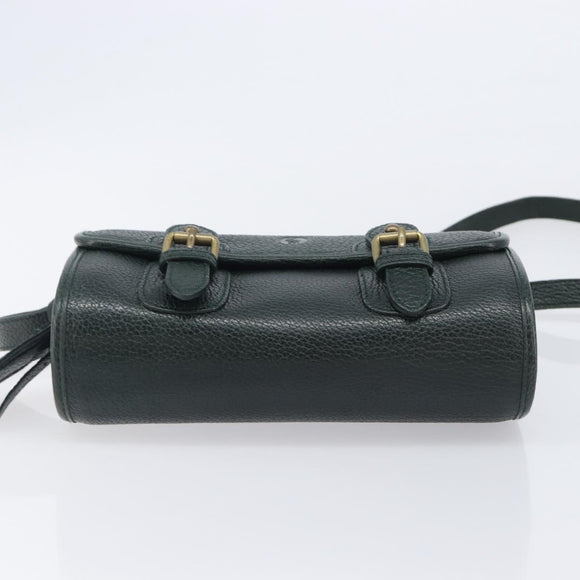 Polo Ralph Lauren Shoulder Bag Leather Green Gold Auth 212027A