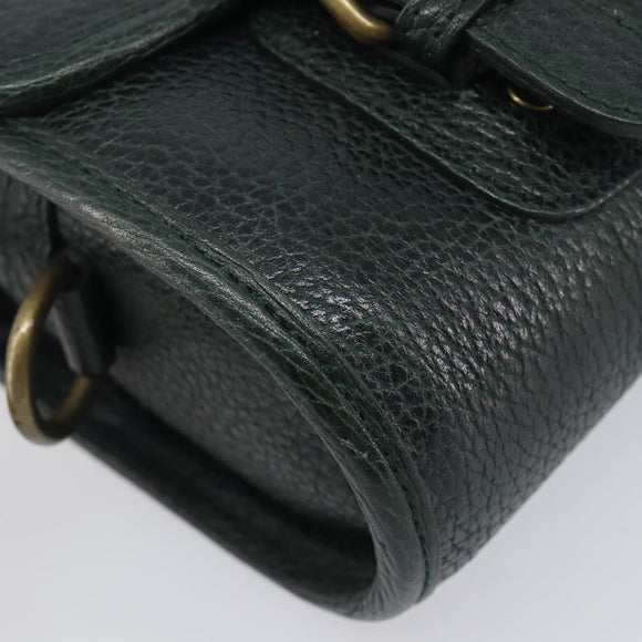 Polo Ralph Lauren Shoulder Bag Leather Green Gold Auth 212027A