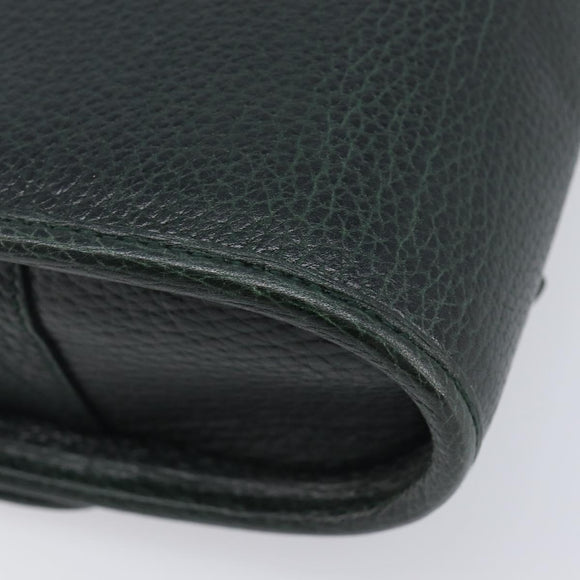 Polo Ralph Lauren Shoulder Bag Leather Green Gold Auth 212027A