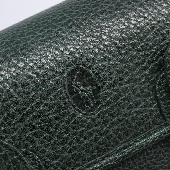 Polo Ralph Lauren Shoulder Bag Leather Green Gold Auth 212027A