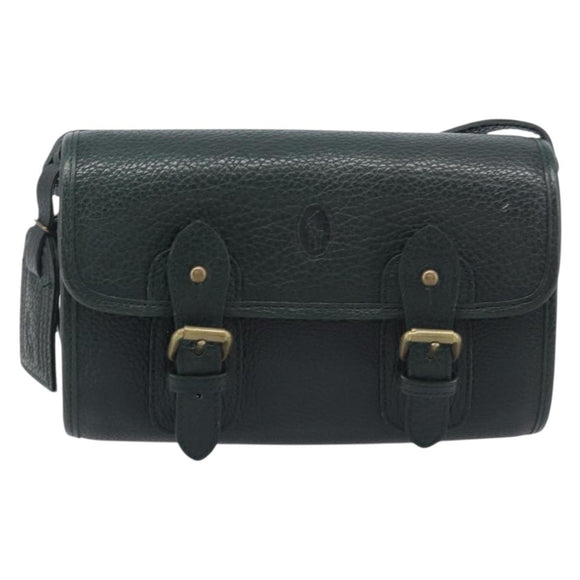 Polo Ralph Lauren Shoulder Bag Leather Green Gold Auth 212027A