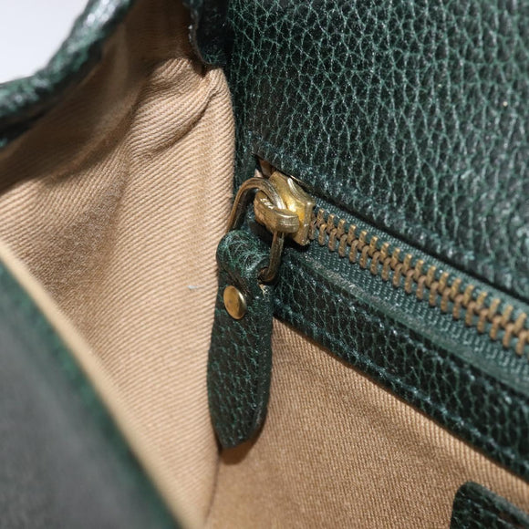 Polo Ralph Lauren Shoulder Bag Leather Green Gold Auth 212027A