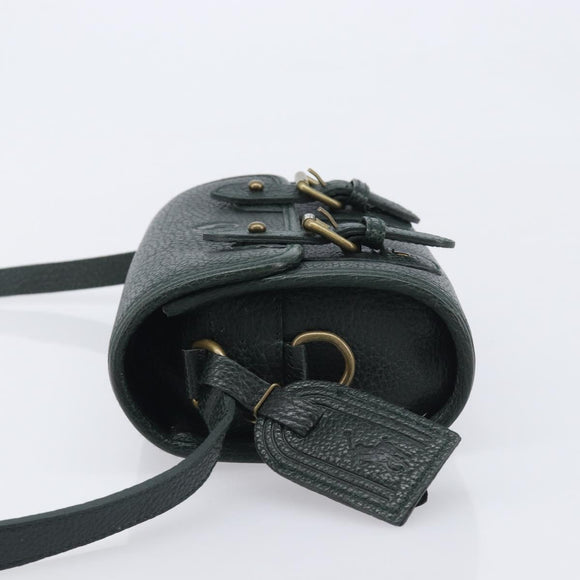 Polo Ralph Lauren Shoulder Bag Leather Green Gold Auth 212027A
