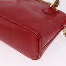 GUCCI Bamboo Hand Bag Leather 2way Red Gold 007 2032 0231 Auth 212032-13