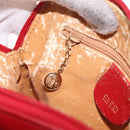 GUCCI Bamboo Hand Bag Leather 2way Red Gold 007 2032 0231 Auth 212032-21