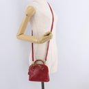 GUCCI Bamboo Hand Bag Leather 2way Red Gold 007 2032 0231 Auth 212032-24