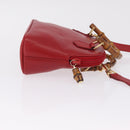 GUCCI Bamboo Hand Bag Leather 2way Red Gold 007 2032 0231 Auth 212032-4