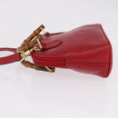 GUCCI Bamboo Hand Bag Leather 2way Red Gold 007 2032 0231 Auth 212032-5