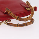GUCCI Bamboo Hand Bag Leather 2way Red Gold 007 2032 0231 Auth 212032-7