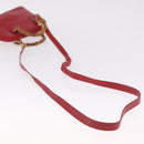GUCCI Bamboo Hand Bag Leather 2way Red Gold 007 2032 0231 Auth 212032-9