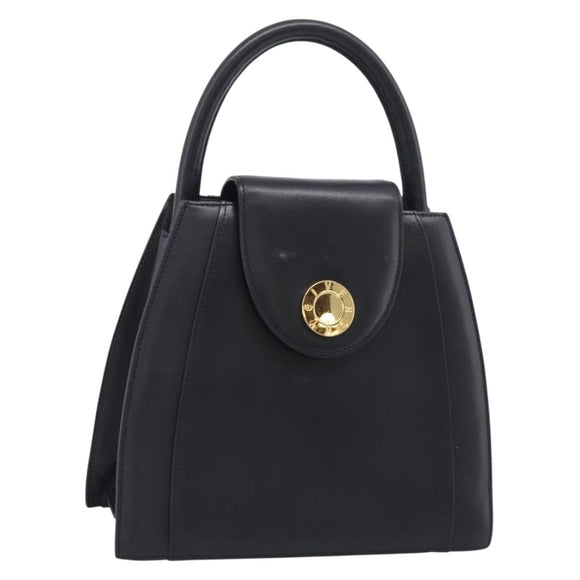 GIVENCHY Hand Bag Leather Black Gold Auth 212037