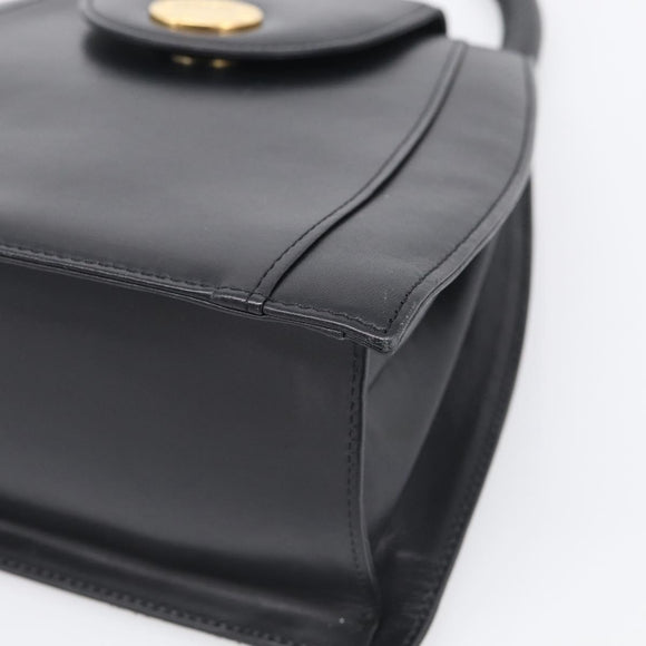 GIVENCHY Hand Bag Leather Black Gold Auth 212037