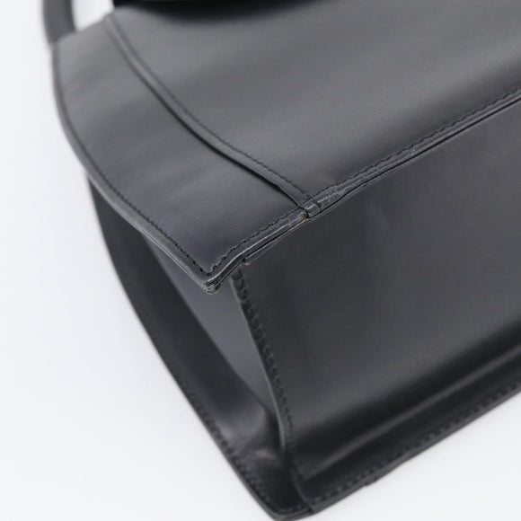 GIVENCHY Hand Bag Leather Black Gold Auth 212037