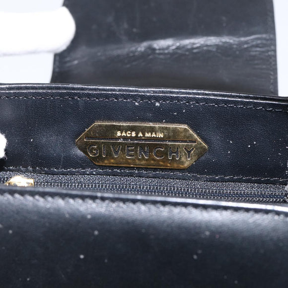 GIVENCHY Hand Bag Leather Black Gold Auth 212037