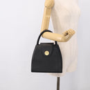GIVENCHY Hand Bag Leather Black Gold Auth 212037-24