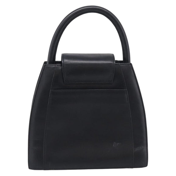 GIVENCHY Hand Bag Leather Black Gold Auth 212037
