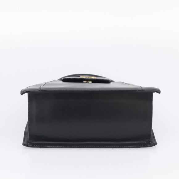 GIVENCHY Hand Bag Leather Black Gold Auth 212037