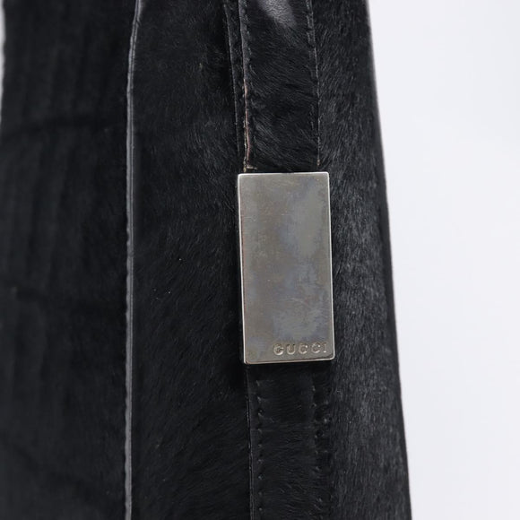 GUCCI Shoulder Bag Harako Leather Black Silver 001 2058 1758 5 Auth 212039