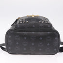 MCM Vicetos Logogram Studs Backpack Leather Black Gold Silver Auth 212042-12