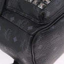 MCM Vicetos Logogram Studs Backpack Leather Black Gold Silver Auth 212042-13