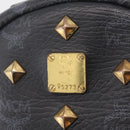 MCM Vicetos Logogram Studs Backpack Leather Black Gold Silver Auth 212042-17