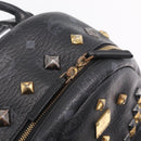 MCM Vicetos Logogram Studs Backpack Leather Black Gold Silver Auth 212042-18