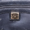 MCM Vicetos Logogram Studs Backpack Leather Black Gold Silver Auth 212042-19