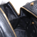 MCM Vicetos Logogram Studs Backpack Leather Black Gold Silver Auth 212042-22