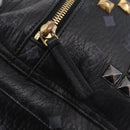 MCM Vicetos Logogram Studs Backpack Leather Black Gold Silver Auth 212042-26