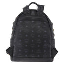 MCM Vicetos Logogram Studs Backpack Leather Black Gold Silver Auth 212042-3