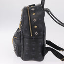MCM Vicetos Logogram Studs Backpack Leather Black Gold Silver Auth 212042-4