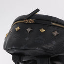 MCM Vicetos Logogram Studs Backpack Leather Black Gold Silver Auth 212042-6