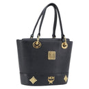 MCM Hand Bag Leather Black Gold Auth 212043-1
